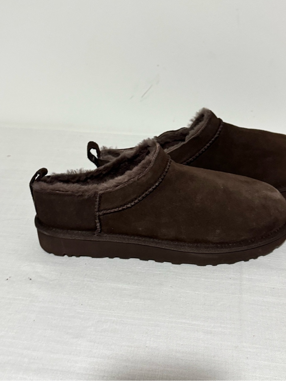 UGG Brown Suede Fleece-Lined Slip-On Shoes